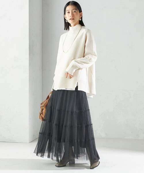 SHIPS（シップス）の「〈手洗い可能〉チュール プリーツ ティアード スカート（スカート・レディース・ブラック/ワイン・ONE SIZE）」の15枚目の写真