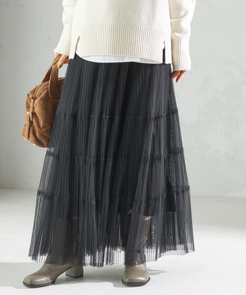 SHIPS（シップス）の「〈手洗い可能〉チュール プリーツ ティアード スカート（スカート・レディース・ブラック/ワイン・ONE SIZE）」の17枚目の写真