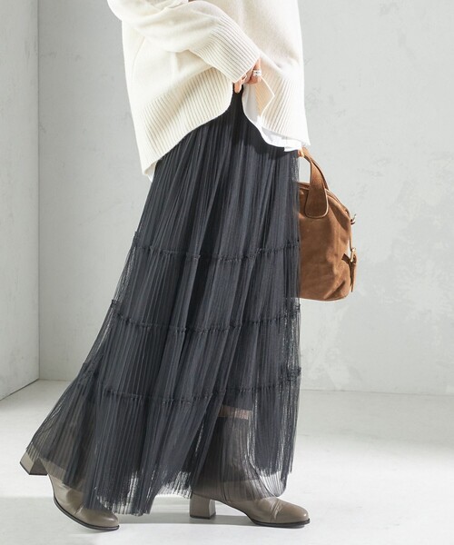 SHIPS（シップス）の「〈手洗い可能〉チュール プリーツ ティアード スカート（スカート・レディース・ブラック/ワイン・ONE SIZE）」の18枚目の写真