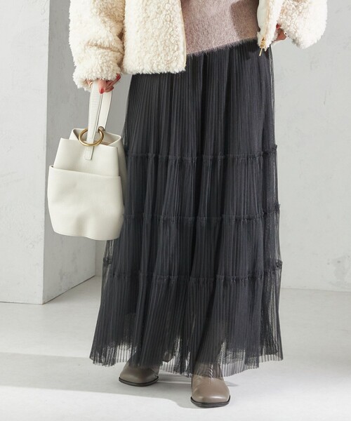 SHIPS（シップス）の「〈手洗い可能〉チュール プリーツ ティアード スカート（スカート・レディース・ブラック/ワイン・ONE SIZE）」の21枚目の写真