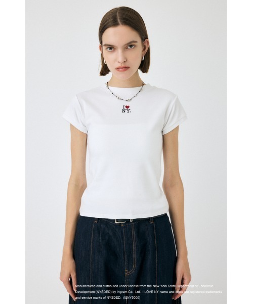 MOUSSY(マウジー)の「I LOVE NY RHINESTONE Tシャツ(Tシャツ/カットソー・レディース・ホワイト/ブラック・FREE)」の2枚目の写真