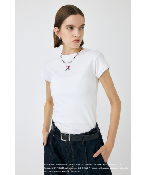 MOUSSY(マウジー)の「I LOVE NY RHINESTONE Tシャツ(Tシャツ/カットソー・レディース・ホワイト/ブラック・FREE)」の7枚目の写真