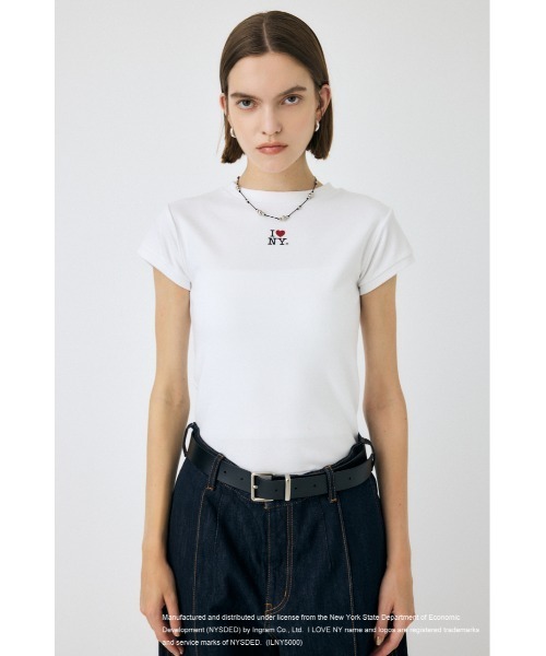 MOUSSY(マウジー)の「I LOVE NY RHINESTONE Tシャツ(Tシャツ/カットソー・レディース・ホワイト/ブラック・FREE)」の4枚目の写真