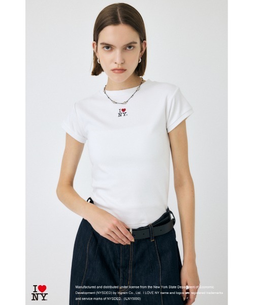 MOUSSY(マウジー)の「I LOVE NY RHINESTONE Tシャツ(Tシャツ/カットソー・レディース・ホワイト/ブラック・FREE)」の3枚目の写真