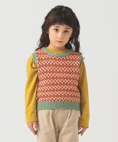 B:MING by BEAMS（ビーミングバイビームス）の「柄編みニット ベスト 2025FW（90～140cm）（ベスト・キッズ・レッド/ネイビー・L(130-140)/M(110-120)/S(90-100)）」の22枚目の写真