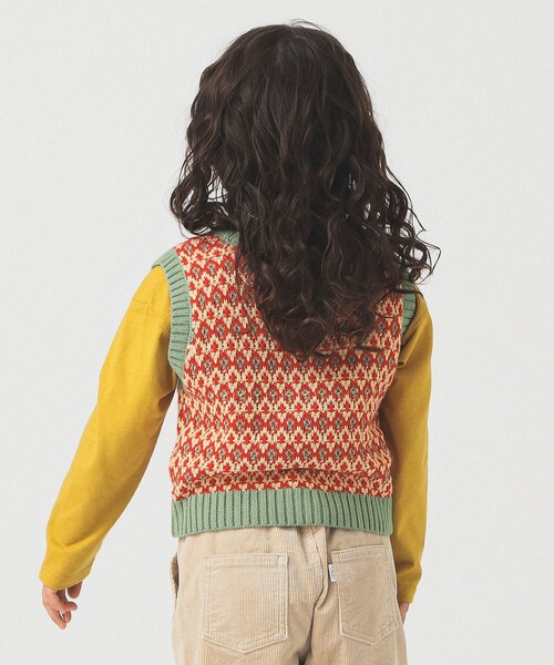 B:MING by BEAMS（ビーミングバイビームス）の「柄編みニット ベスト 2025FW（90～140cm）（ベスト・キッズ・レッド/ネイビー・L(130-140)/M(110-120)/S(90-100)）」の4枚目の写真
