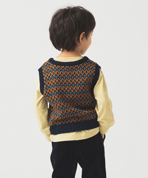 B:MING by BEAMS（ビーミングバイビームス）の「柄編みニット ベスト 2025FW（90～140cm）（ベスト・キッズ・レッド/ネイビー・L(130-140)/M(110-120)/S(90-100)）」の6枚目の写真