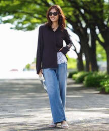 【UNFILO DENIM/新色追加】撥水ストレッチ ルーズワイドデニム