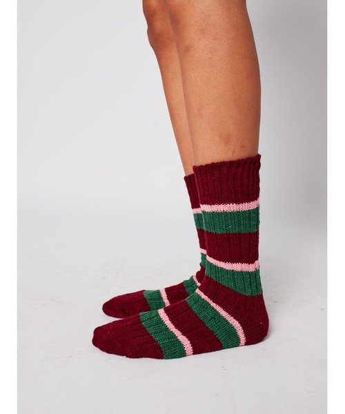 BOBO CHOSES(ボボショーズ)の「Chunky knit long socks(ソックス/靴下・レディース・バーガンディー・ONE SIZE)」の1枚目の写真