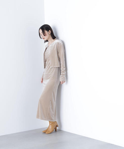 NATURAL BEAUTY BASIC(ナチュラルビューティーベーシック)の「◇ベロアカーデ&キャミワンピース(ワンピース・レディース・ダークブラウン/ベージュ・P/S/MEDIUM)」の5枚目の写真