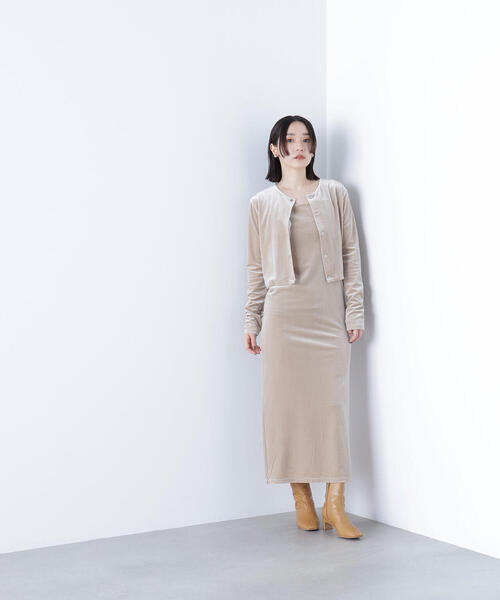 NATURAL BEAUTY BASIC(ナチュラルビューティーベーシック)の「◇ベロアカーデ&キャミワンピース(ワンピース・レディース・ダークブラウン/ベージュ・P/S/MEDIUM)」の7枚目の写真