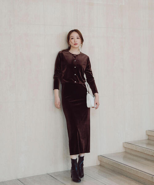 NATURAL BEAUTY BASIC(ナチュラルビューティーベーシック)の「◇ベロアカーデ&キャミワンピース(ワンピース・レディース・ダークブラウン/ベージュ・P/S/MEDIUM)」の21枚目の写真