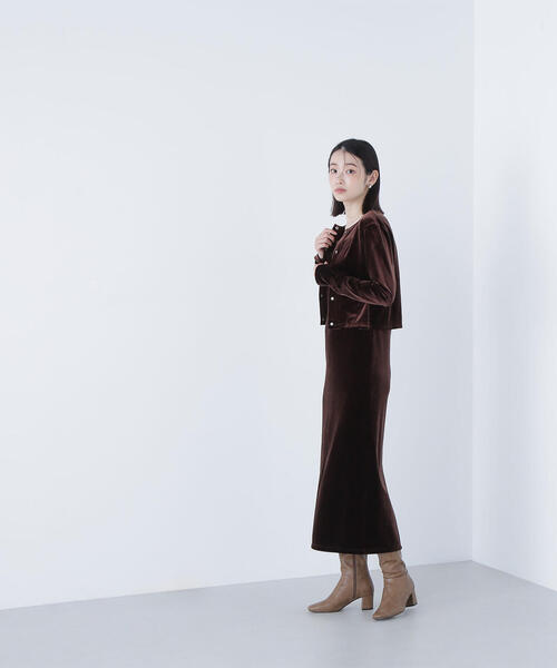 NATURAL BEAUTY BASIC(ナチュラルビューティーベーシック)の「◇ベロアカーデ&キャミワンピース(ワンピース・レディース・ダークブラウン/ベージュ・P/S/MEDIUM)」の6枚目の写真