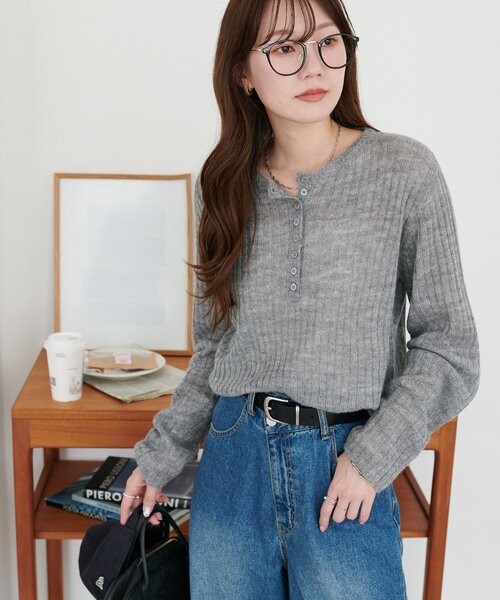 モヘアヘンリーネックプルオーバー（ニット/セーター）｜DISCOAT