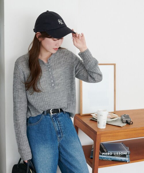 DISCOAT（ディスコート）の「【WEB限定】モヘアヘンリーネックプルオーバー（ニット/セーター・レディース・ピンク/オフホワイト/グレー・FREE）」の10枚目の写真
