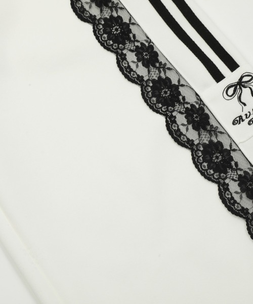 lilful（リルフル）の「サイドレースダブルライン ワッペン付 ワイドスウェットジャージパンツ（スウェットパンツ・レディース・ホワイト/ブラック・S/M）」の14枚目の写真