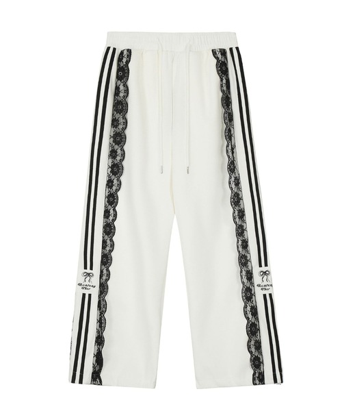 lilful（リルフル）の「サイドレースダブルライン ワッペン付 ワイドスウェットジャージパンツ（スウェットパンツ・レディース・ホワイト/ブラック・S/M）」の19枚目の写真