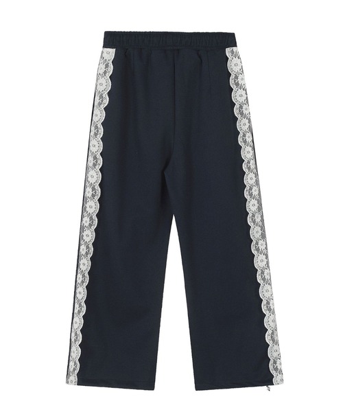 lilful（リルフル）の「サイドレースダブルライン ワッペン付 ワイドスウェットジャージパンツ（スウェットパンツ・レディース・ホワイト/ブラック・S/M）」の22枚目の写真