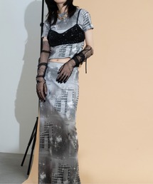 MIDVEIN（ミッドヴェイン）の「Original print rib sk（スカート）」