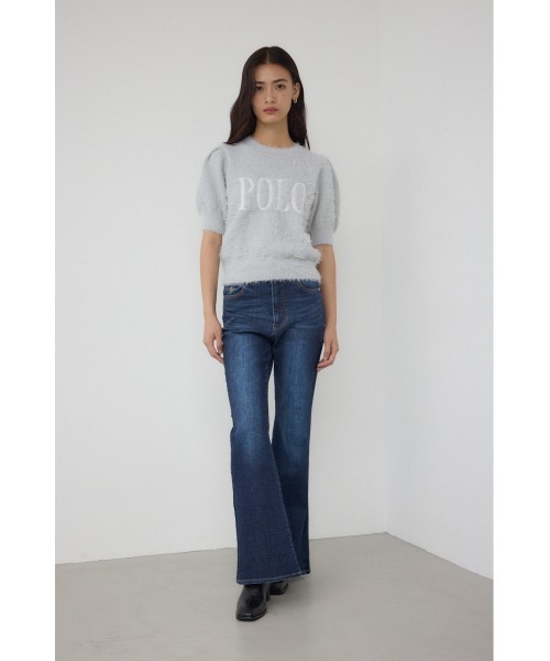 AZUL by moussy(アズールバイマウジー)の「【身長/骨格別着用画像あり】超絶美脚!POLO BCS×AZUL フレアデニム ストレッチ 履き心地抜群 コラボ デニム ポロ 細見え 着やせ 体系カバー(デニムパンツ・レディース・ブルー・MEDIUM/SMALL)」の5枚目の写真