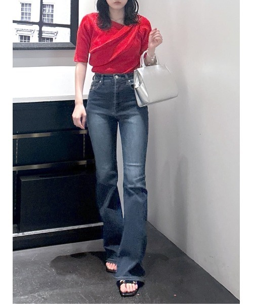 AZUL by moussy(アズールバイマウジー)の「【身長/骨格別着用画像あり】超絶美脚!POLO BCS×AZUL フレアデニム ストレッチ 履き心地抜群 コラボ デニム ポロ 細見え 着やせ 体系カバー(デニムパンツ・レディース・ブルー・MEDIUM/SMALL)」の19枚目の写真