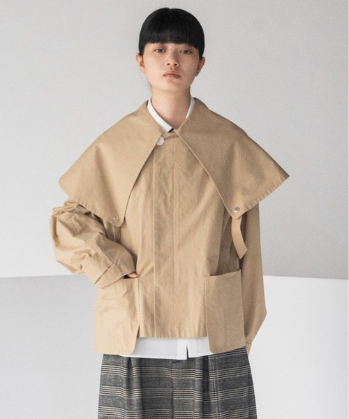 mintdesigns（ミントデザインズ）の「DUMBO COLLAR COAT（その他アウター・レディース・ベージュ/ブラック・ONESIZE）」の2枚目の写真