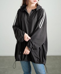 GOLDJAPAN（ゴールドジャパン）の「配色ラインハーフZIPパーカーチュニック【大きいサイズ対応】（パーカー）」