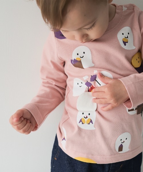 CHEEK ROOM(チークルーム)の「CHEEK ROOM/チークルーム おばけの焼きいも ロングTシャツ(Tシャツ/カットソー・キッズ・ピンク/ブルー/ブラック・80cm/90cm/100cm/110cm/120cm/130cm)」の7枚目の写真