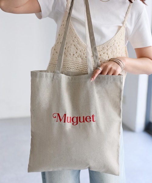 Riberry(リベリー)の「ロゴ刺繍トートバッグ(トートバッグ・レディース・ブルー/ブラック/ベージュ/グリーン/ピンク・FREE)」の2枚目の写真