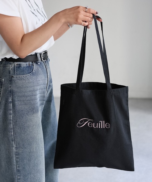 Riberry(リベリー)の「ロゴ刺繍トートバッグ(トートバッグ・レディース・ブルー/ブラック/ベージュ/グリーン/ピンク・FREE)」の7枚目の写真