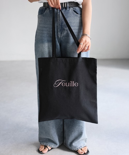 Riberry(リベリー)の「ロゴ刺繍トートバッグ(トートバッグ・レディース・ブルー/ブラック/ベージュ/グリーン/ピンク・FREE)」の6枚目の写真