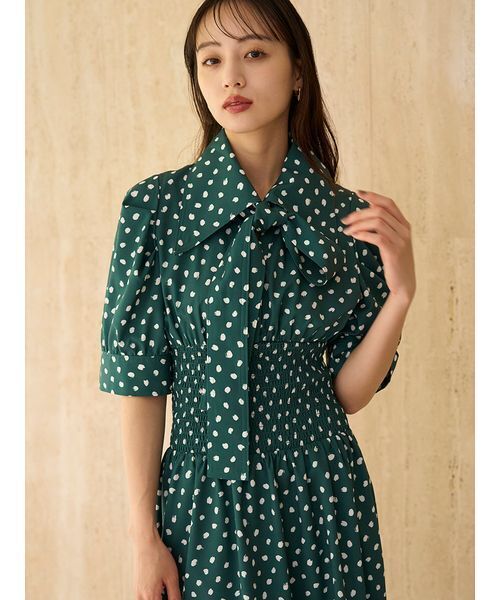 【9月11日までの出品】スナイデル　ドットボウタイシャツワンピース SNIDEL ワンピース ドットボウタイシャツワンピース : ZOZOTOWN