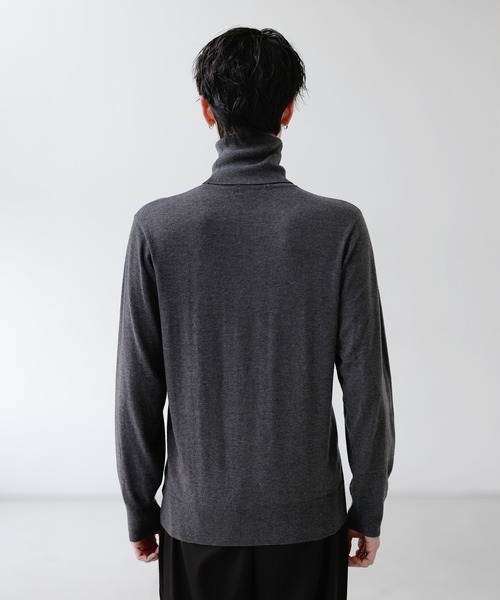 ウォッシャブル/抗ピリング 14Gシープカシミヤタッチタートルネック