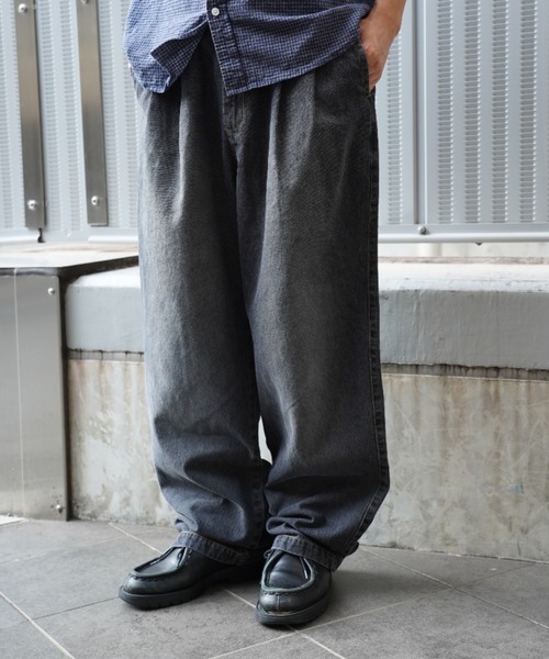 セール】Two-Tuck Wide Denim（デニムパンツ）｜BROKEN BASE