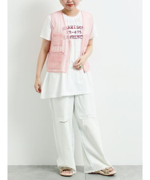 SM2（エスエムツー）の「[接触冷感]シャーリングロゴプリントTシャツ（Tシャツ/カットソー・レディース・レッド/オフホワイト/チャコールグレー/グレー・F）」の10枚目の写真