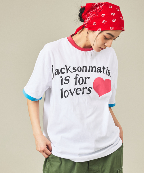 JACKSON MATISSE(ジャクソンマティス)の「【JACKSON MATISSE/ジャクソンマティス】is for lovers Tee/リンガーTシャツ/ユニセックス【WEB限定】(Tシャツ/カットソー・メンズ・レッド/ピンク・M/L/XL)」の2枚目の写真