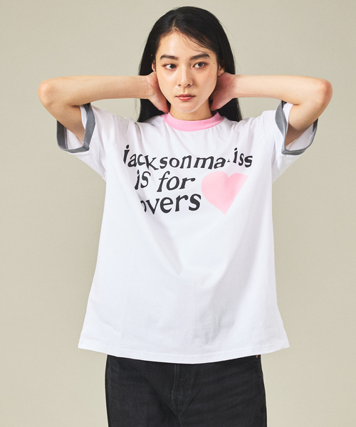 JACKSON MATISSE(ジャクソンマティス)の「【JACKSON MATISSE/ジャクソンマティス】is for lovers Tee/リンガーTシャツ/ユニセックス【WEB限定】(Tシャツ/カットソー・メンズ・レッド/ピンク・M/L/XL)」の1枚目の写真