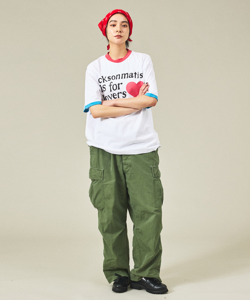 JACKSON MATISSE(ジャクソンマティス)の「【JACKSON MATISSE/ジャクソンマティス】is for lovers Tee/リンガーTシャツ/ユニセックス【WEB限定】(Tシャツ/カットソー・メンズ・レッド/ピンク・M/L/XL)」の3枚目の写真