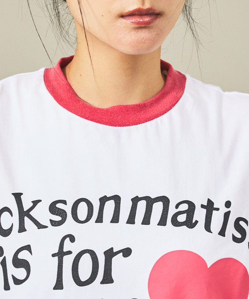 JACKSON MATISSE(ジャクソンマティス)の「【JACKSON MATISSE/ジャクソンマティス】is for lovers Tee/リンガーTシャツ/ユニセックス【WEB限定】(Tシャツ/カットソー・メンズ・レッド/ピンク・M/L/XL)」の6枚目の写真