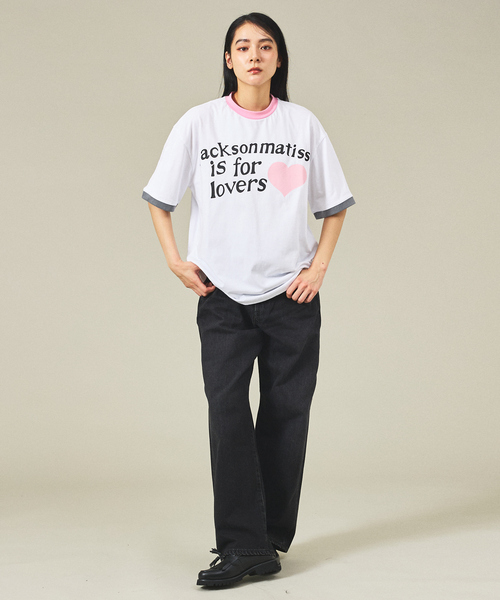 JACKSON MATISSE(ジャクソンマティス)の「【JACKSON MATISSE/ジャクソンマティス】is for lovers Tee/リンガーTシャツ/ユニセックス【WEB限定】(Tシャツ/カットソー・メンズ・レッド/ピンク・M/L/XL)」の9枚目の写真