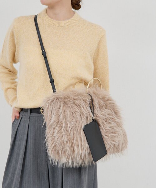 GALLARDAGALANTE(ガリャルダガランテ)の「【2.718】シャギーリングハンドルバッグ(ショルダーバッグ・レディース・ライトグレー/ベージュ・FREE)」の20枚目の写真