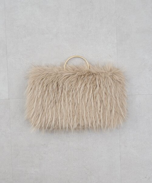 GALLARDAGALANTE(ガリャルダガランテ)の「【2.718】シャギーリングハンドルバッグ(ショルダーバッグ・レディース・ライトグレー/ベージュ・FREE)」の9枚目の写真