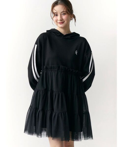 希空着用CALNAMUR 2WAYチュールオーバースウェットワンピース 2WAYチュールオーバースウェットワンピース（ワンピース）｜CALNAMUR