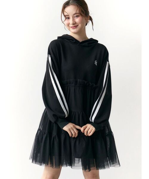 希空着用CALNAMUR 2WAYチュールオーバースウェットワンピース 2WAYチュールオーバースウェットワンピース（ワンピース）｜CALNAMUR