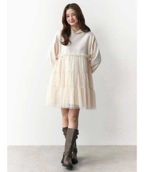 希空着用CALNAMUR 2WAYチュールオーバースウェットワンピース CALNAMUR ワンピース 2WAYチュールオーバースウェットワンピース