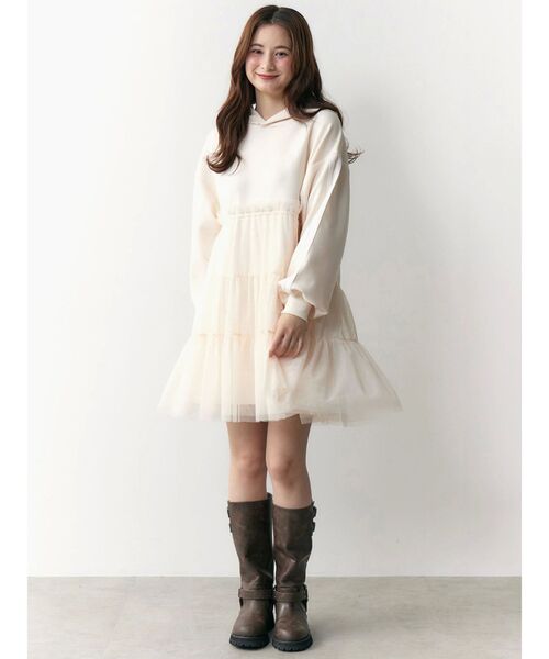 希空着用CALNAMUR 2WAYチュールオーバースウェットワンピース 2WAYチュールオーバースウェットワンピース（ワンピース）｜CALNAMUR