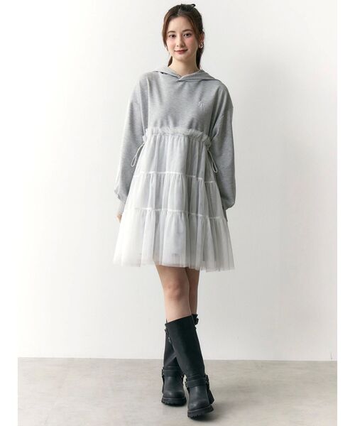 希空着用CALNAMUR 2WAYチュールオーバースウェットワンピース セール】2WAYチュールオーバースウェットワンピース（ワンピース