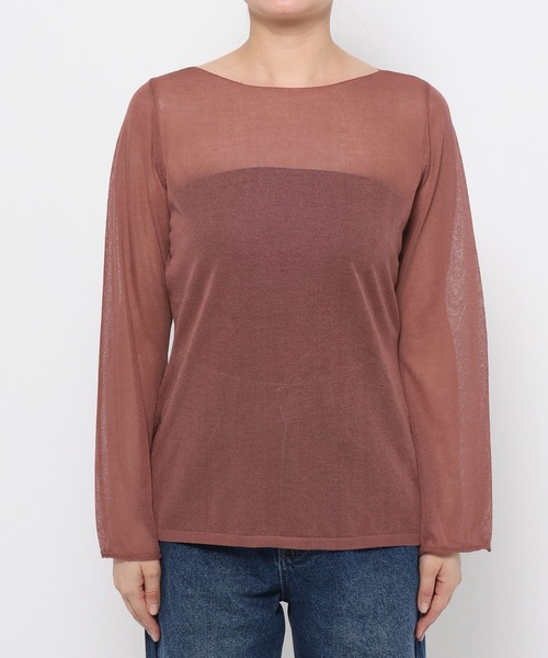 mysty woman(ミスティウーマン)の「シアー長袖ニット 577089(ニット/セーター・レディース・アイボリー/ブラウン/ブラック・FREE)」の9枚目の写真