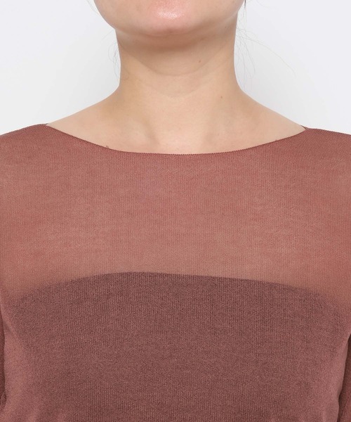 mysty woman(ミスティウーマン)の「シアー長袖ニット 577089(ニット/セーター・レディース・アイボリー/ブラウン/ブラック・FREE)」の12枚目の写真