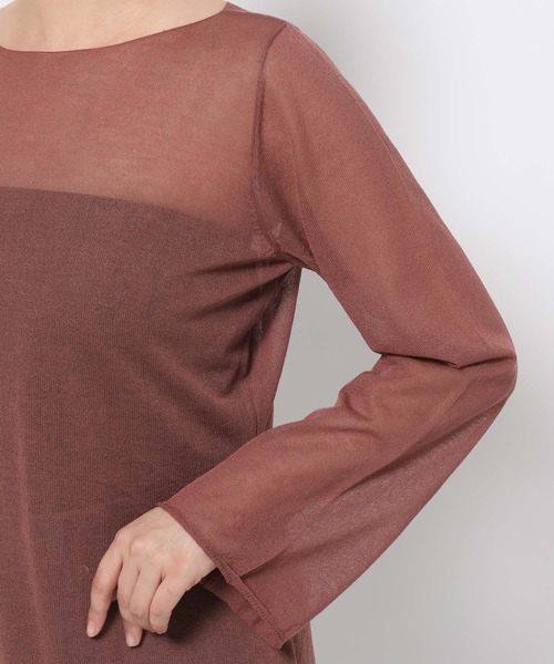 mysty woman(ミスティウーマン)の「シアー長袖ニット 577089(ニット/セーター・レディース・アイボリー/ブラウン/ブラック・FREE)」の13枚目の写真